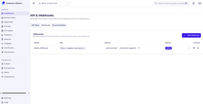 Settings API & Webhooks 2