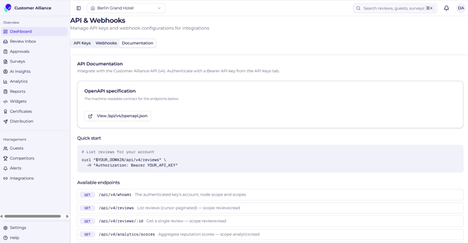 Settings API & Webhooks 3