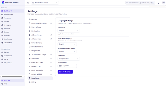 Settings Localization